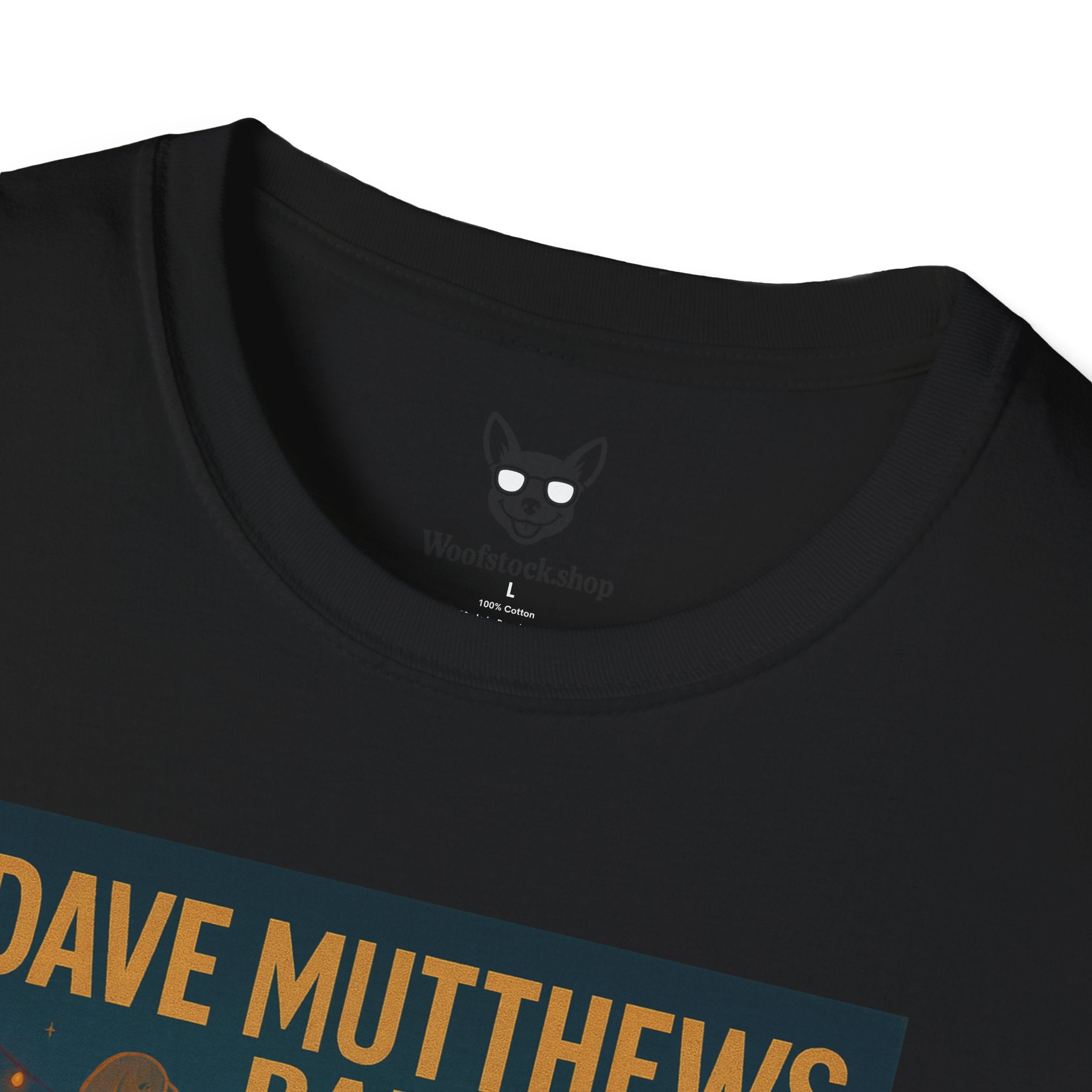Dave Matthews Band Concert Poster Dog Parody Unisex Softstyle T-Shirt -- Funny Dog Concert Tee for Music and Dog Lovers